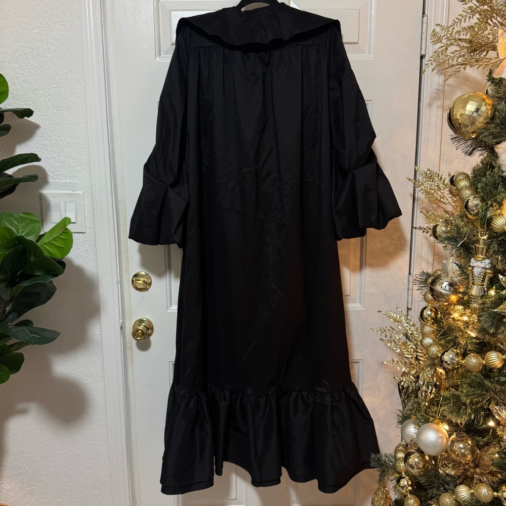 NWT SAMUEL DONG DRAMATIC STRETCH EXTRAVAGANT RUFFLE COAT DRESS Black Size Small - Picture 6 of 9